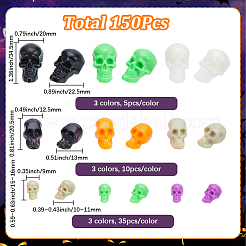 150 stücke 9 arten halloween thema leuchtende kunststoff schädel display dekorationen&nbsp;KY-SP0001-76