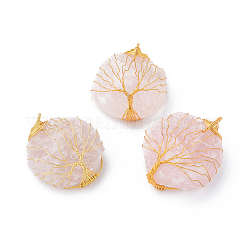 Pendentifs de quartz rose naturel&nbsp;G-E564-02A-G
