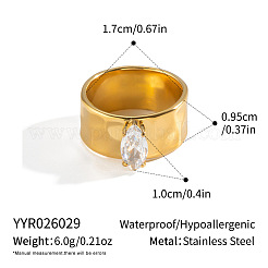 Bagues larges pour femmes en acier inoxydable 304 serties de zirconiums cubiques pavés.&nbsp;HK0736-2