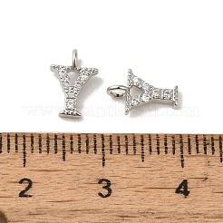 Micro iniziali ottone lettera spianare pendenti zirconi&nbsp;ZIRC-F008-Y