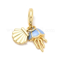Messing Kornblumenblau Emaille europäische Anhänger&nbsp;KK-C138-03G
