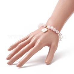 Braccialetto elastico con perline di quarzo rosa naturale e cristallo di quarzo&nbsp;BJEW-TA00246