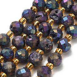 Galvanisierte natürliche Druzy Geode Kristallperlen Stränge&nbsp;G-F833-P01-8mm-13