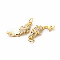 Placcatura a cremagliera in ottone con micro pavé di ciondoli a forma di pesce in zirconi cubici&nbsp;KK-H436-09G