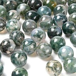 100pcs 8mm natürliche Moosachat runde Perlen&nbsp;DIY-LS0002-07