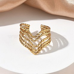 Mehrlagige offene Manschettenringe aus Edelstahl 304 für Damen&nbsp;RJEW-A095-04G