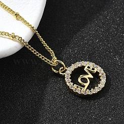 Colliers pendentifs en laiton et zircone cubique transparent pour femmes&nbsp;NJEW-A039-02C-G