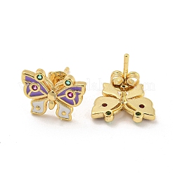 Aretes de mariposa de latón chapado en oro real de 18k&nbsp;EJEW-L269-095G-02