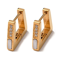Pendientes de aro trapezoidales de acero inoxidable 304 con circonita cúbica transparente&nbsp;EJEW-D331-17G