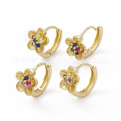 Bunte Creolen mit Zirkonia-Sakura-Blume&nbsp;EJEW-M210-18G