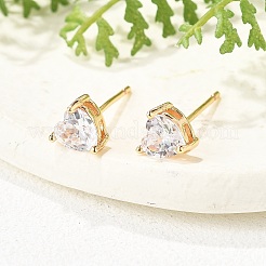 Boucles d'oreilles en forme de cœur en laiton pavé de zircone cubique pour femmes&nbsp;EJEW-G428-29B-02