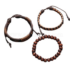 3 pz braccialetti intrecciati in similpelle per uomo&nbsp;PW-WGA96D4-01