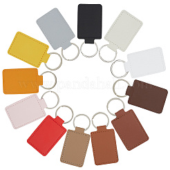 Cuthollow 12 stücke 12 farben rechteck imitation leder anhänger schlüsselbund&nbsp;KEYC-CL0001-12