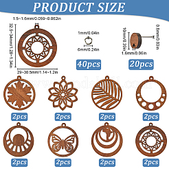 DIY Schmuck-Sets zur Herstellung runder/blumenförmiger Ohrstecker aus Holz und Messing&nbsp;DIY-SC0026-57