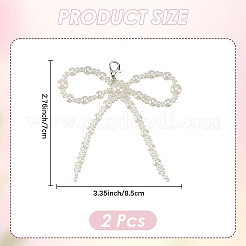 Breloques de chaussures en plastique imitation perle nœud papillon&nbsp;DIY-WH20002-152D