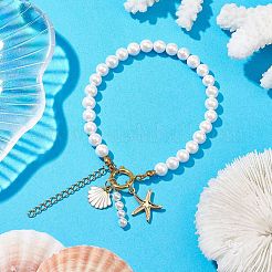Sommer Strand Muschel & Seestern Charm Armbänder&nbsp;BJEW-JB10485