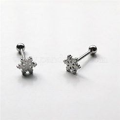 316L Chirurgenstahl Schneeflocke Straight Barbell 15 Gauge Piercing Zungenringe für Frauen Männer&nbsp;FS-WGAECD9-01