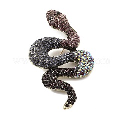 Broches en alliage de strass en forme de serpent pour vêtements de sac à dos&nbsp;JEWB-M069-01AG-02