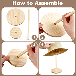 Présentoirs à chapeaux en bois&nbsp;ODIS-WH0078-33A