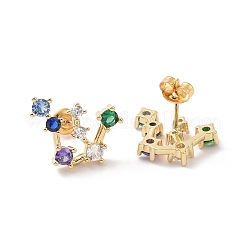 Aretes de tuerca con triones de circonitas cúbicas de colores&nbsp;EJEW-G315-06G