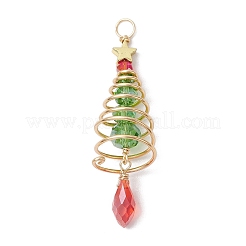 3 stücke 3 farben weihnachten thema kupfer verdrahtet glas große anhänger&nbsp;PALLOY-JF02854