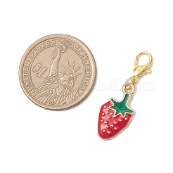 Pendentifs décoratifs en alliage émaillé fraise et cerise&nbsp;HJEW-JM04120
