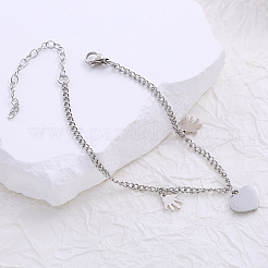 Bracciale minimalista con ciondolo a forma di cuore e mano per eleganti gioielli di moda da donna&nbsp;UF7886