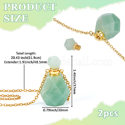 Colliers pendentifs ovales en forme de flacon de parfum en aventurine verte naturelle&nbsp;NJEW-WH0022-40C