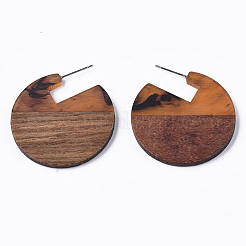 Boucles d'oreilles en résine transparente et bois de noyer&nbsp;EJEW-T010-01