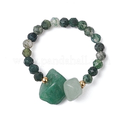 Ringe aus Perlen aus natürlichem Moosachat&nbsp;RJEW-TA00191-02
