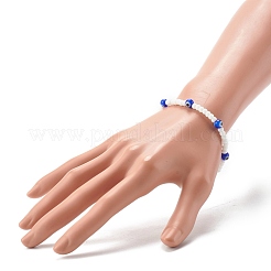 Glasperlen & handgemachte Bunte Malerei Perlen Stretch Armbänder für Kinder&nbsp;BJEW-JB06475-03