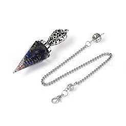 Große Pendelanhänger aus natürlichem Lapislazuli-Splitter und Epoxidharz&nbsp;AJEW-N004-01C