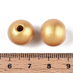 Sprühlackierte runde Perlen aus natürlichem Schima-Holz&nbsp;WOOD-A018-14mm-01