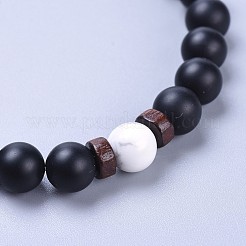 Stretch-Armbänder aus natürlichen schwarzen Achatperlen (gefärbt und erhitzt)&nbsp;BJEW-JB04295-03