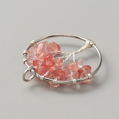 Pendentifs en verre cerise de quartz&nbsp;G-WH0026-19P-02