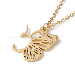 Lettera iniziale con collana pendente a farfalla&nbsp;LS-NJEW-C026-01G-C