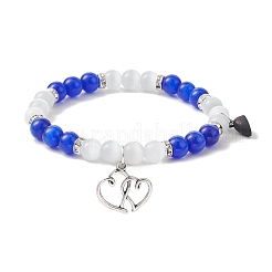 Set di braccialetti elasticizzati con perline rotonde rotonde per San Valentino&nbsp;BJEW-TA00432