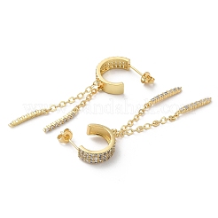 Boucles d'oreilles en laiton zircon cubique micro pavé clair&nbsp;EJEW-A045-01G