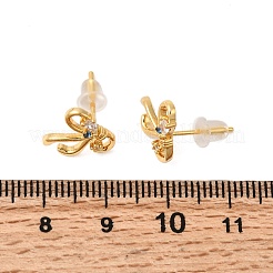 Ohrstecker aus Messing mit Mikropflaster und klarem Zirkonia&nbsp;EJEW-P331-03G