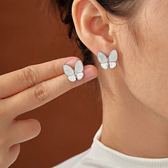 Boucles d'oreilles à tige élégantes en forme de papillon avec pavé de zircons cubiques transparents en laiton de style français&nbsp;CZ6103