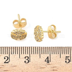 Ohrstecker aus Messing mit Mikropflaster und klarem Zirkonia in Blumenform&nbsp;EJEW-Z144-03G