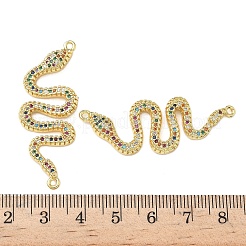 Messing Micro Pave bunte Zirkonia Schlangenverbinder Charms&nbsp;KK-L243-18G