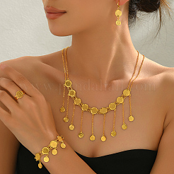 Set di gioielli vintage in ottone con nappe e monete in stile etnico per donna&nbsp;DI1979