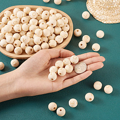 100 pièce 5 styles de perles européennes en bois naturel non fini&nbsp;WOOD-TA0001-84