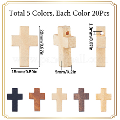100 pendentif en bois de 5 styles.&nbsp;WOOD-SC0001-52A