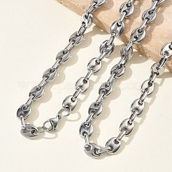 Sets aus Halsketten und Armbändern in Kaffeebohnenform aus Edelstahl 304&nbsp;SJEW-D091-09P