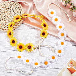 2 Stück 2 Farben Stoff kleines Sonnenblumenkranz-Stirnband&nbsp;OHAR-CP0001-19