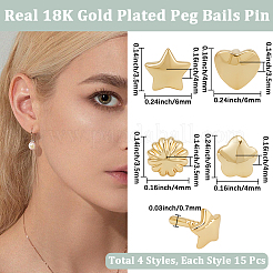 60 Stück 4 Stile Messing Peg Bails Pin Charms&nbsp;KK-BBC0022-87