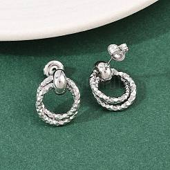 Boucles d'oreilles à tige texturées en acier inoxydable 304&nbsp;EJEW-P324-03P