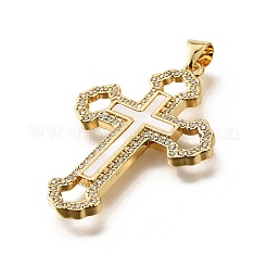 Pendenti conchiglia in ottone con micro pavè di zirconi&nbsp;KK-D328-26G-A